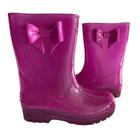 Bota Galocha Cano Médio Infantil Pink/Rosa com Glitter e Laço