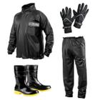 Bota Galocha de Borracha Bracol Com Capa de Chuva Para Motoqueiro Brascamp e Luva Motoqueiro Impermeavel NDK