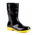 Bota Galocha Impermeável Borracha Pvc Preta Solado Amarelo