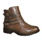 Bota Godiva Cano Curto Couro Feminina Marrom Escuro