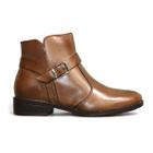 Bota Godiva Cano Curto Couro Feminina Marrom