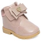 Bota Infantil Bebê Rosê com Glitter Laço Pimpolho