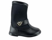 Bota Infantil Menina Molekinha Preto 01 Zíper Coração Casual 2706314