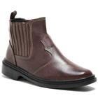 Bota Masculina Cano Curto Country Couro Confortavel Elástico Café