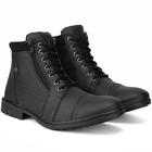 Bota Masculina Casual Cano Curto Cadarço Conforto Preto