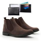 Bota Masculina Chelsea Tratorada Moderna + Carteira Kit