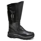 Bota Masculina Coturno Preta Lisa Cano Longo Couro Natural Motociclista Socorrista