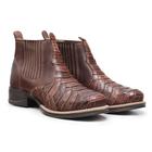 Bota Masculina Country Botina Escamada Couro Sola Costurada