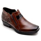 Bota Masculina Country Couro Zíper Bico Quadrado Conforto