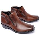 Bota Masculina Couro Estilo Ziper Linha Conforto Premium Cor Café