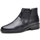 Bota Masculina em Couro Mestiço com Zíper Lateral Cla-Cle Preto