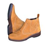 Bota Masculina Em Couro Nobuck Botina Cano Medio Baixo Botinha Country Leve Macia 2520 Amarelo