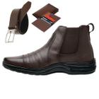 Bota Masculina Gmm Shoes Botina Conforto Solado Costurado + Cinto e Carteira