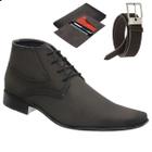 Bota Masculina Social e Casual Cano Curto em Nobuck Premium Luance Degrade + Cinto + Carteira