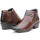 Bota Masculina Social em Couro Bico Fino Salto 5cm Macia