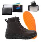 Bota Masculina Trilha Hencco Coturno Estilo Adventure Confortavel Leve Kit Com Palmilha Cinto e Carteira