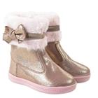 Bota Menina Molekinha Pelo Glitter Rosa/Dourado 2127.216