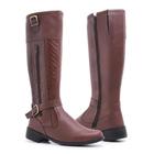 Bota Montaria Feminina Cano Alto Zíper Conforto Moderna