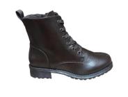 Bota Mooncity Feminina Cano Curto Cadarço Ziper Coturno Leve