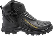 Bota Motociclismo Masculina de Couro Resistênte Bota Coturno Cano Alto Moto Estrada Road Bota Preta