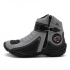 Bota Motociclista Atron Shoes Em Couro Personalizado Cinza E Preto