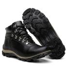 Bota Motoqueiro De Couro Masculino Coturno Militar Preta Cadarço