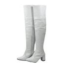 Bota Over The knee Lirom Em Couro Legitimo Branco