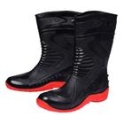 Bota PVC Tipo Motociclista Cano Médio Preto e Vermelho Número 43 Worker 971901