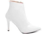 Bota Salto 10cm Bico Fino Charme Elegancia Branco