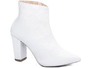 Bota Salto 8,5cm Bico Fino Cano Medio Elegante Branco