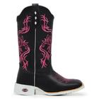Bota Texana Country Bordada Bico Quadrado em Couro