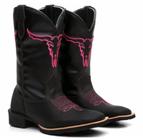 Bota Texana Country Desenhada Rosa