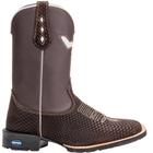 Bota Texana Country Masculina em Couro Cano Longo Bico Quadrado