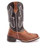 Bota Texana Couro Masculina Escamada Peão Cowboy Cobra