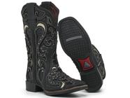 Bota Texana Feminina Country em Couro Bico Quadrado Top HELAZZA