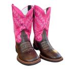 Bota Texana Infantil Marrom Cano Rosa