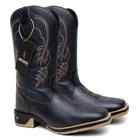 Bota Texana John Denver em Couro Preto e Cano Marinho Solado Jump Ref. Jump-John-Denver-Preto