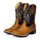 Bota Texana Masculina Couro Bordada Cano Alto Country Estilo