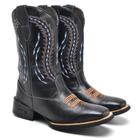 Bota Texana Masculina Couro Bordado Estilo Rodeio Conforto