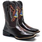 Bota Texana Masculina Couro Bordado Nossa Senhora Country