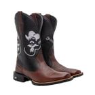 Bota Texana Masculina Couro Country Bico Quadrado Café Peão