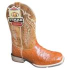 Bota Texana Masculina Vimar Couro de Avestruz 81250 Exótico Bico Quadrado Western