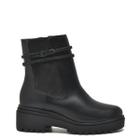 Bota Via Marte Casual Cano Curto Tiras Brilho Flatform Feminina Preto