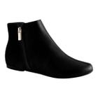 Bota Via Uno 072071 Rasteira Cano Curto Casual Fivela Ziper Feminino