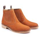 Bota Vira Francesa Masculina Costurada Bico Redondo Couro Nobuck