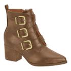 Bota Vizzano 3084.104 Cano Curto Salto Grosso Bico Fino Fivela Casual Ziper Feminino