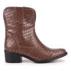 Bota Western Feminina Cano Curto Coutry Textura Croco