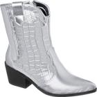 Bota Western Feminina Metalizada Texana Prateada Country