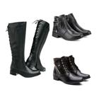 Botas Feminina Montaria Cano Longo E Coturno Combo 3 Pares Kit Inverno