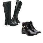 Botas Feminina Montaria Cano Longo E Coturno Pack 2 Pares - Prancho.com